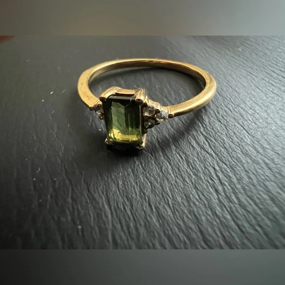 Aurate Vintage Inspired Emerald Cut ring green tourmaline 6 - Picture 5 of 7